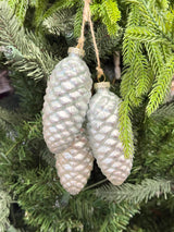 Glass Pinecone Trio Ornament