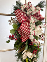 34" Magnolia Christmas Grace Teardrop Swag