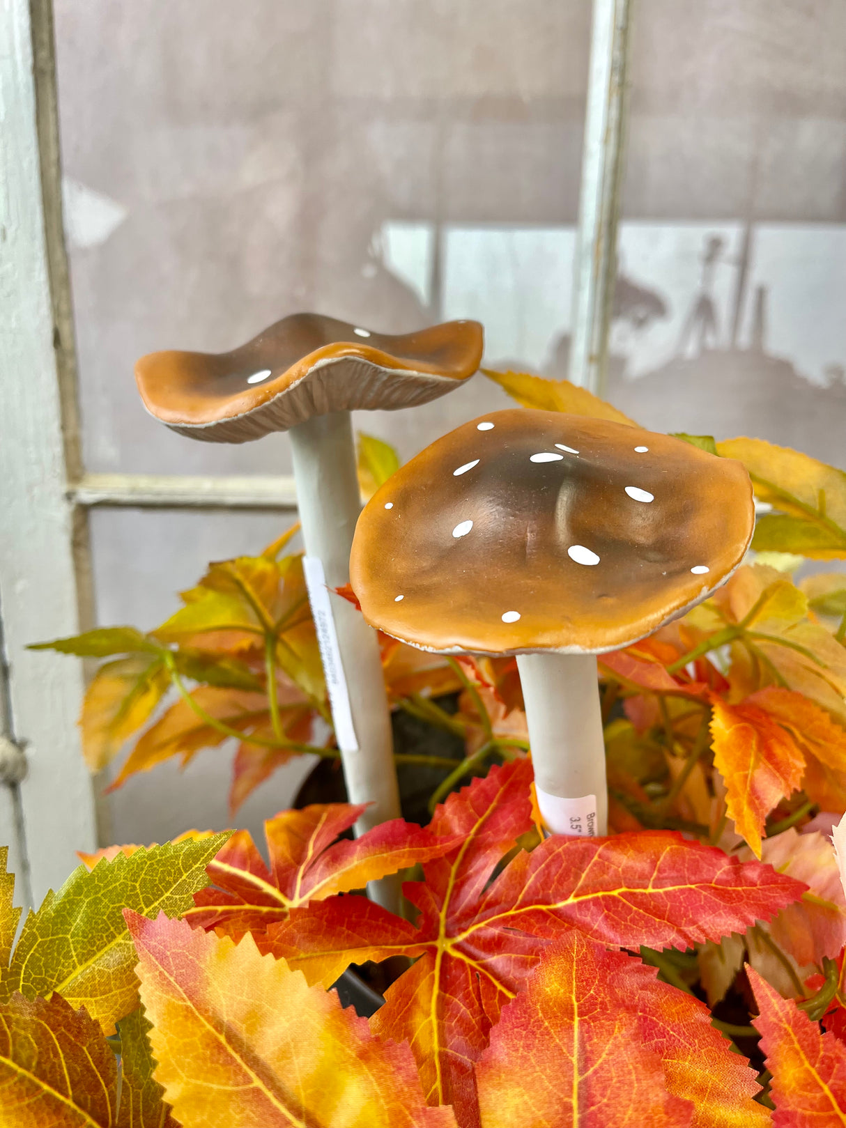 Brown Porcelain Mushroom Pick- 2 Sizes