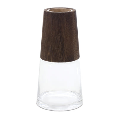 Glass & Wood Modern Vase -2 Styles