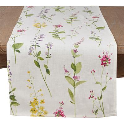 Watercolor Floral Stems Table Runner