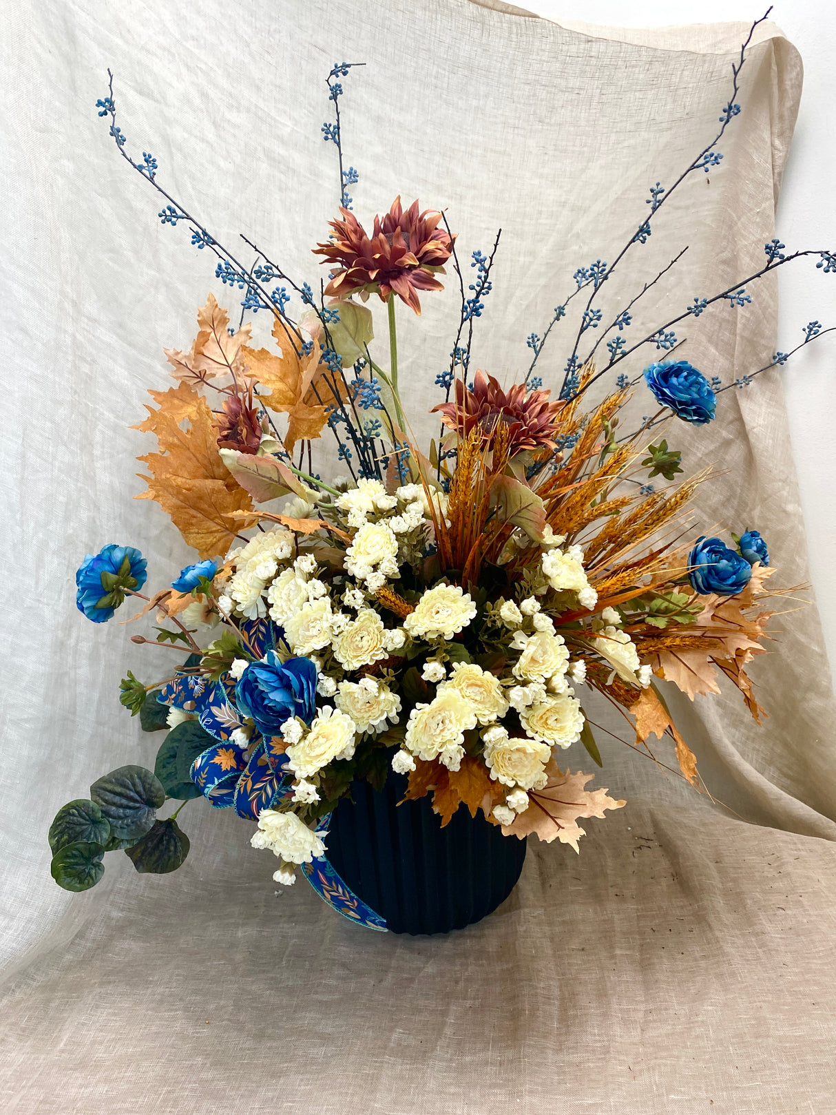 36" Falling For Blue Porch Pot