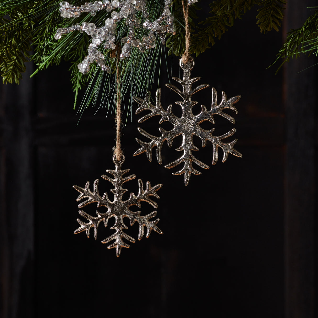 Silver Frost Snowflake Ornament Set of 2