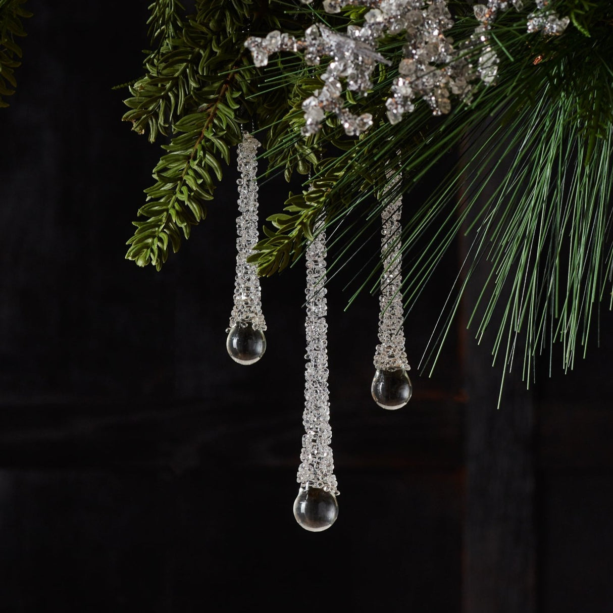 Frosted Drop Ornaments Set of 3