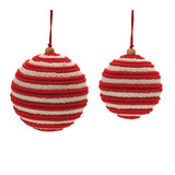 Red Stripe Jute Ball Ornament - 2 Sizes