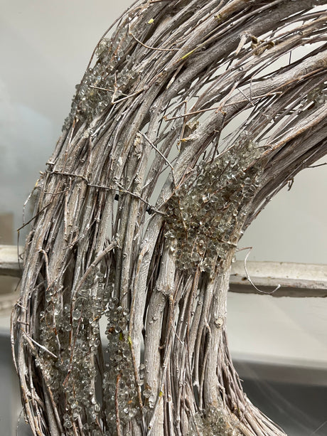 17" Iced Twig Hanging Wreath Chandelier