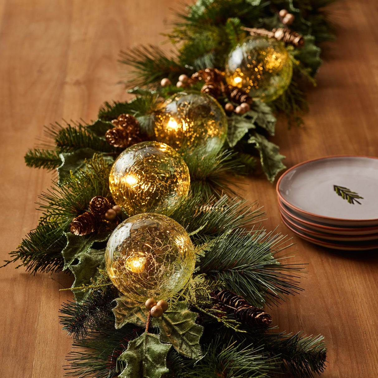 Green LED Ornament Garland