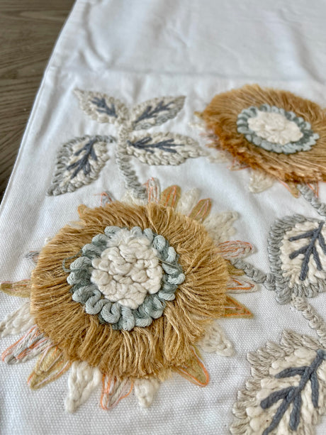 Embroidered Sunflower Table Runner