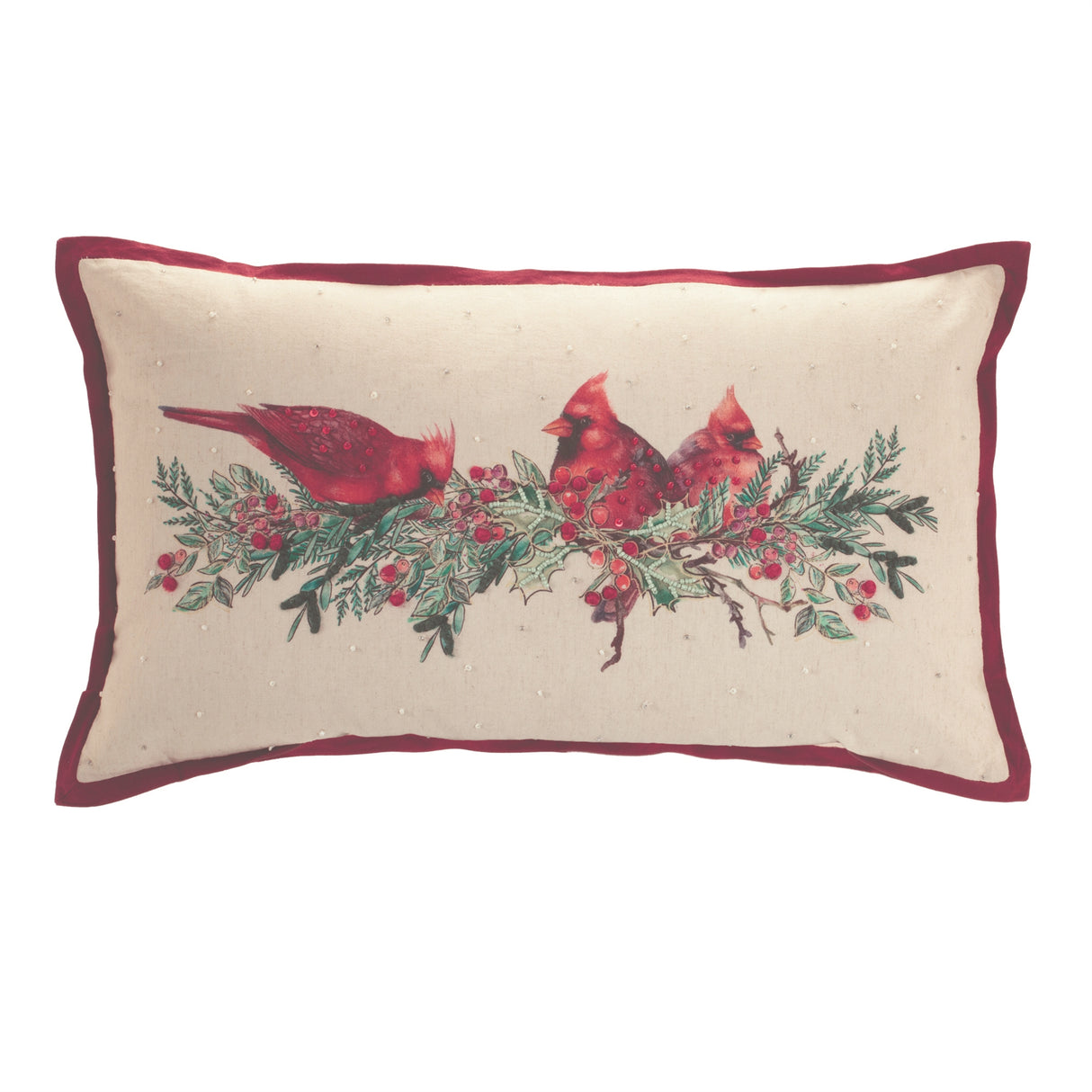 Holly Cardinal Pillow