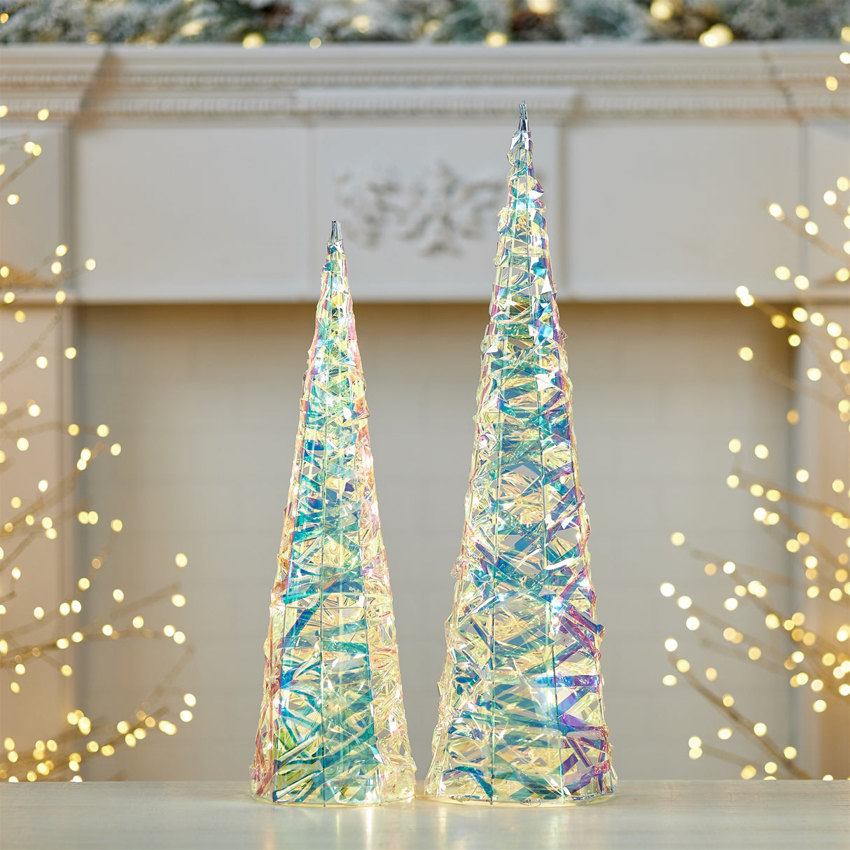 Glacial Blue LED Tree Set of 2