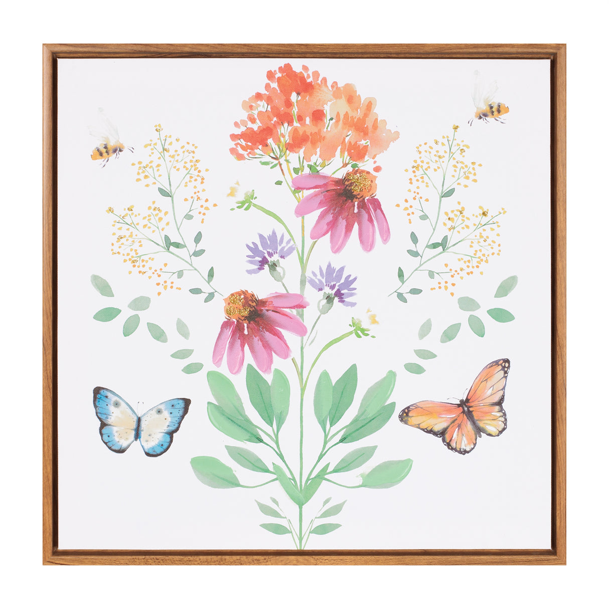 Flower, Butterfly & Bee Framed Art