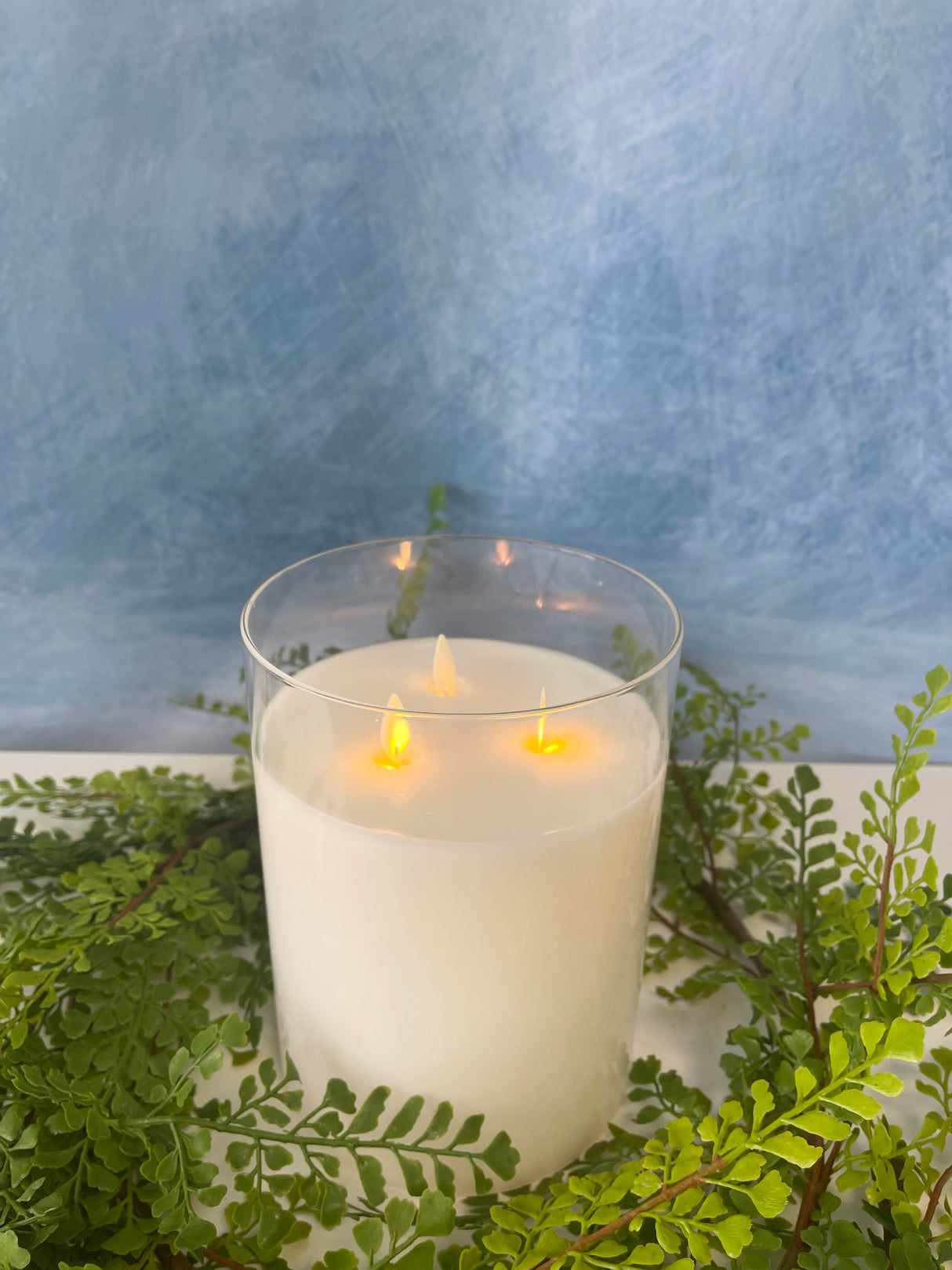 Cream 3-Wick 6x8" LED Candle