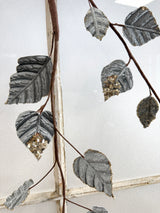 Blue Grey Glitter Velvet Draping Leaf