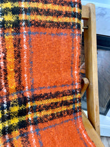 Orange Plaid Throw Blanket