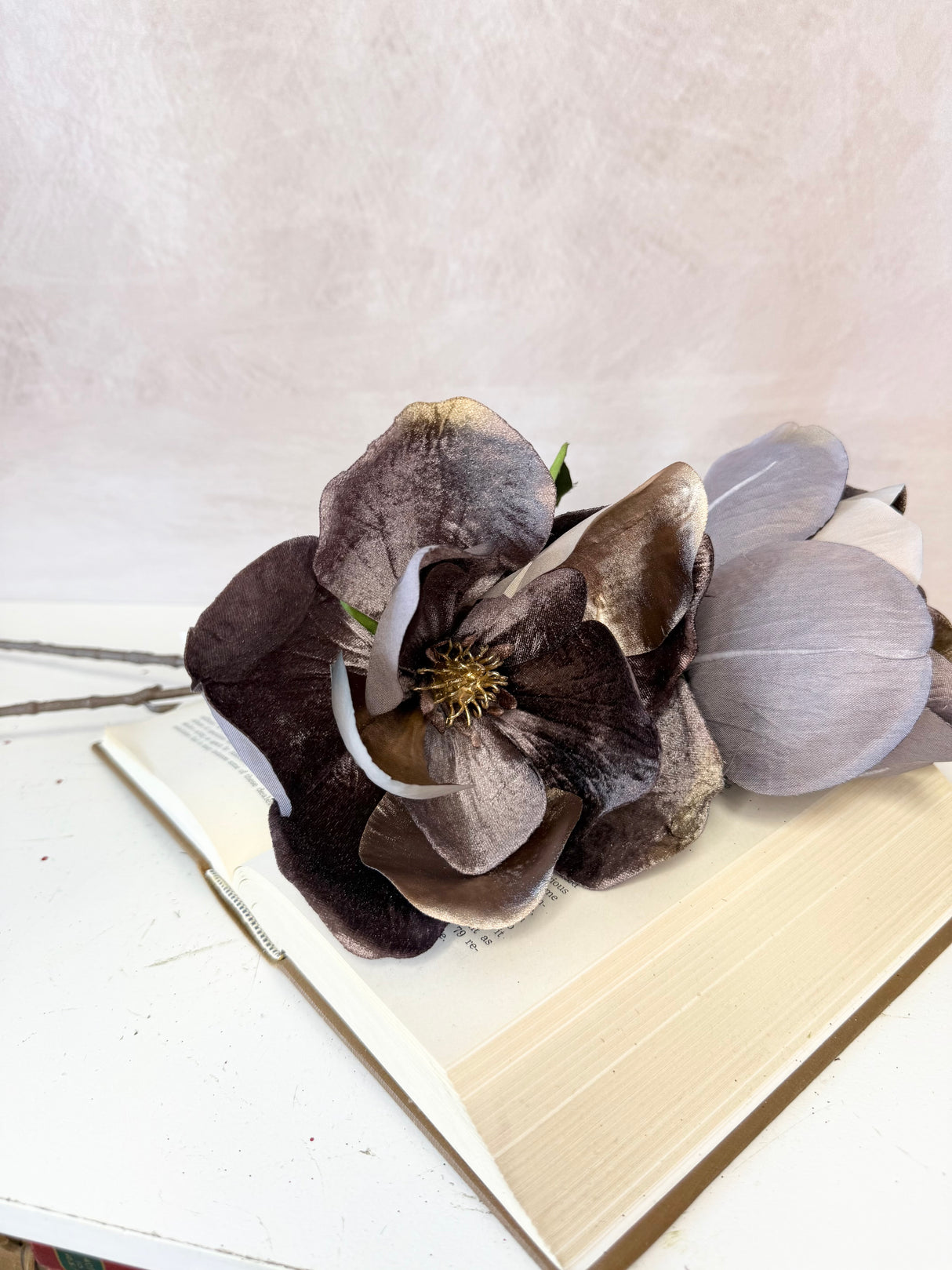 Grey Glamour Velvet Magnolia Spray
