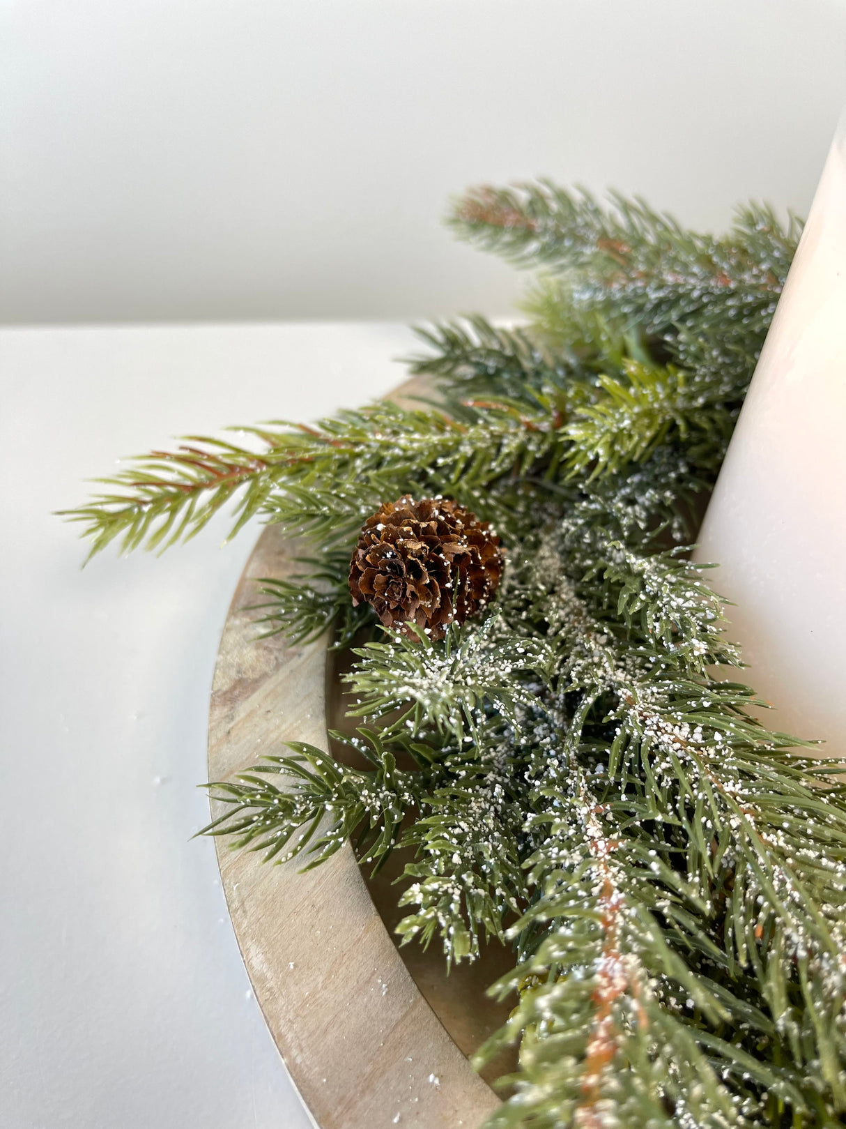 Frosted White Spruce Candle Ring