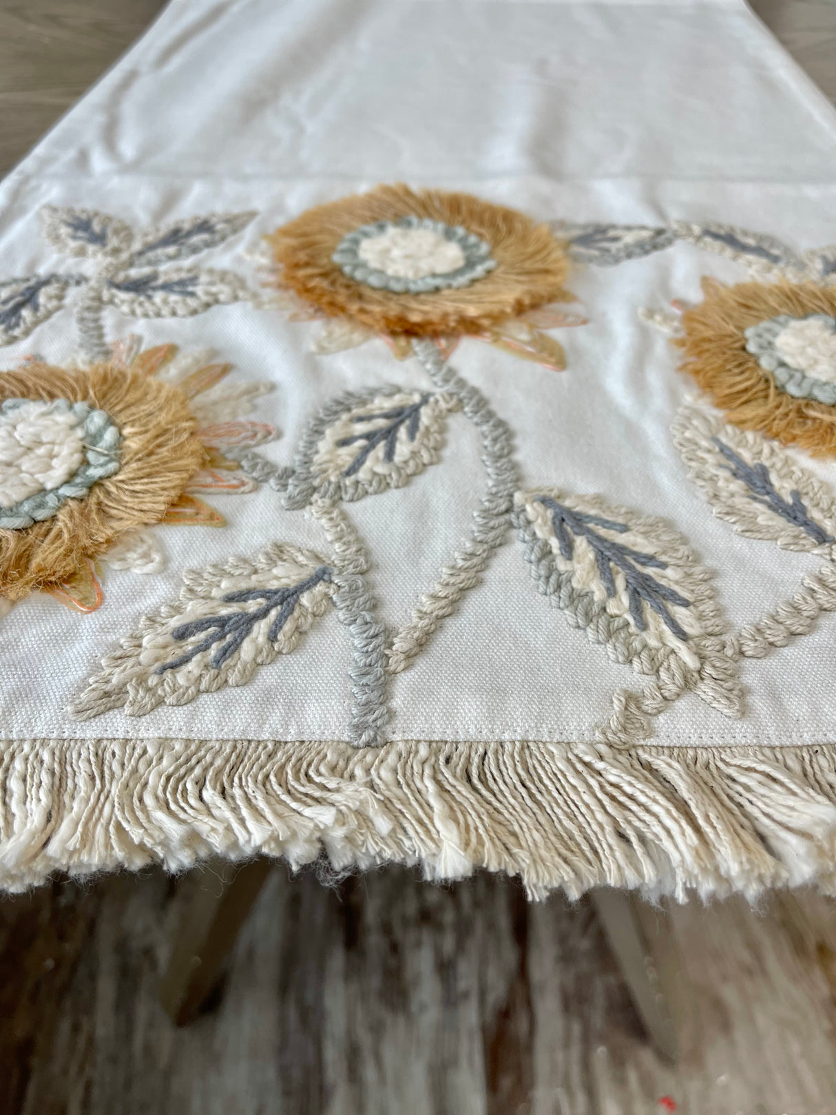 Embroidered Sunflower Table Runner