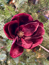 Burgundy Glamour Velvet Magnolia Spray