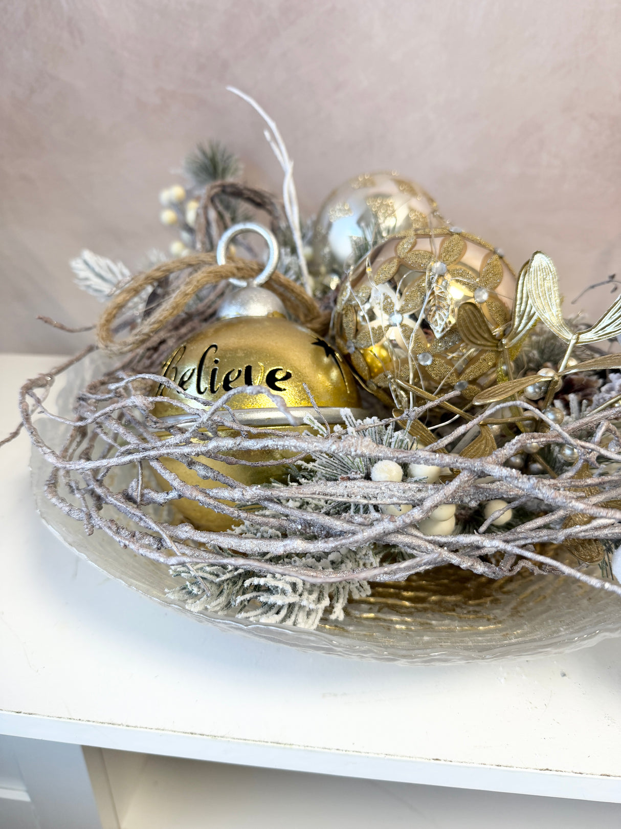 54" Glitter Twig Hanging Spray