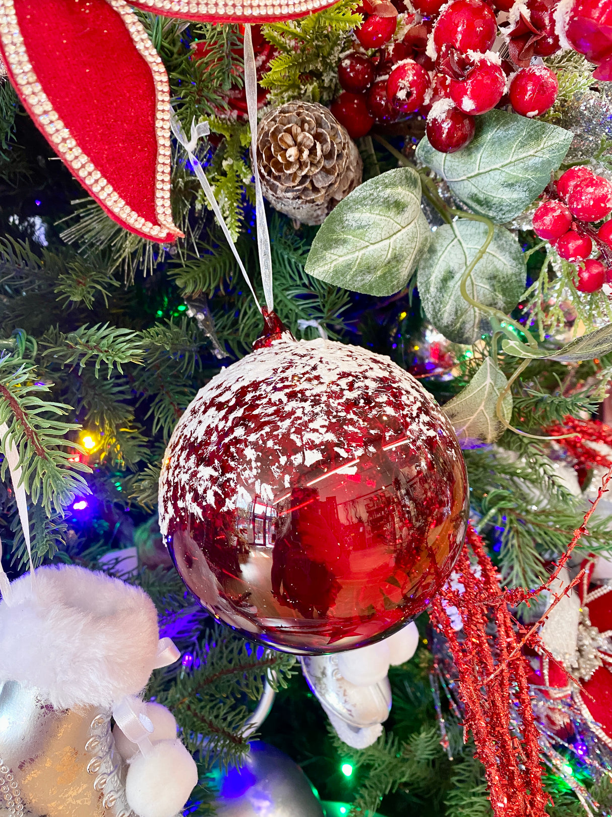 Snowed Glass Ball Ornament