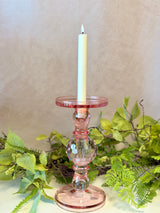10" Pink Glass Candleholder