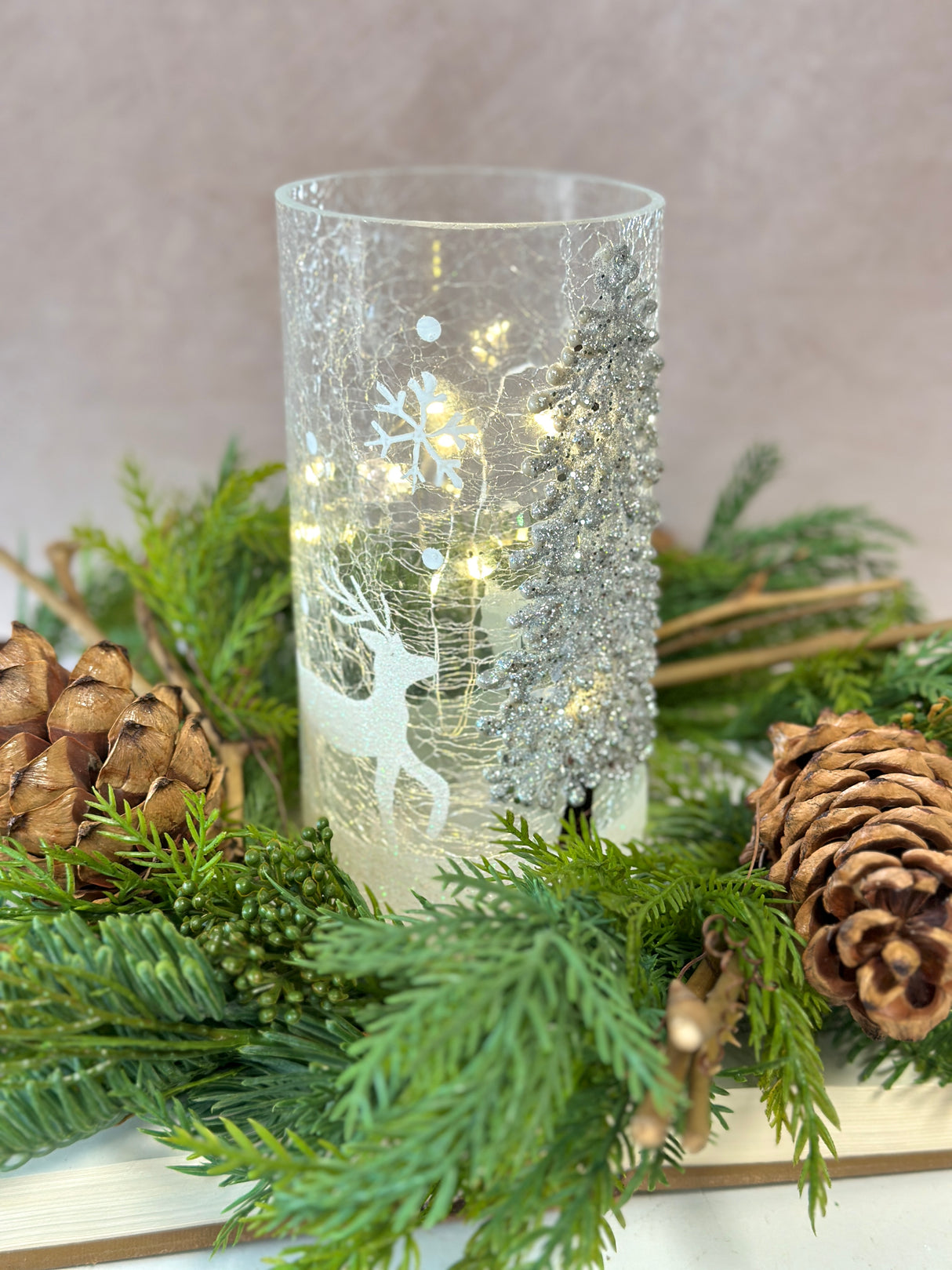 Silver Tree Lighted Pillar