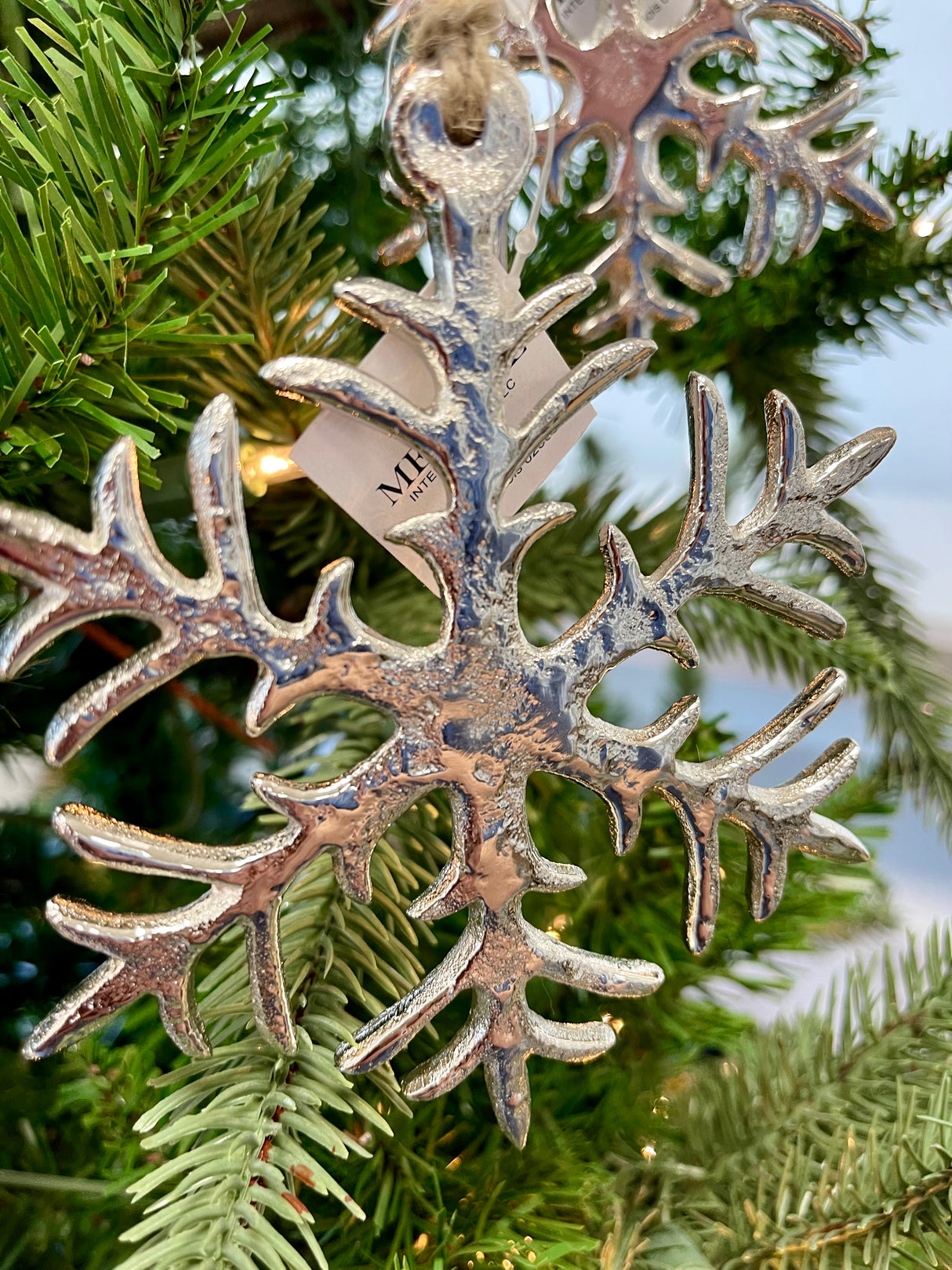 Silver Frost Snowflake Ornament Set of 2