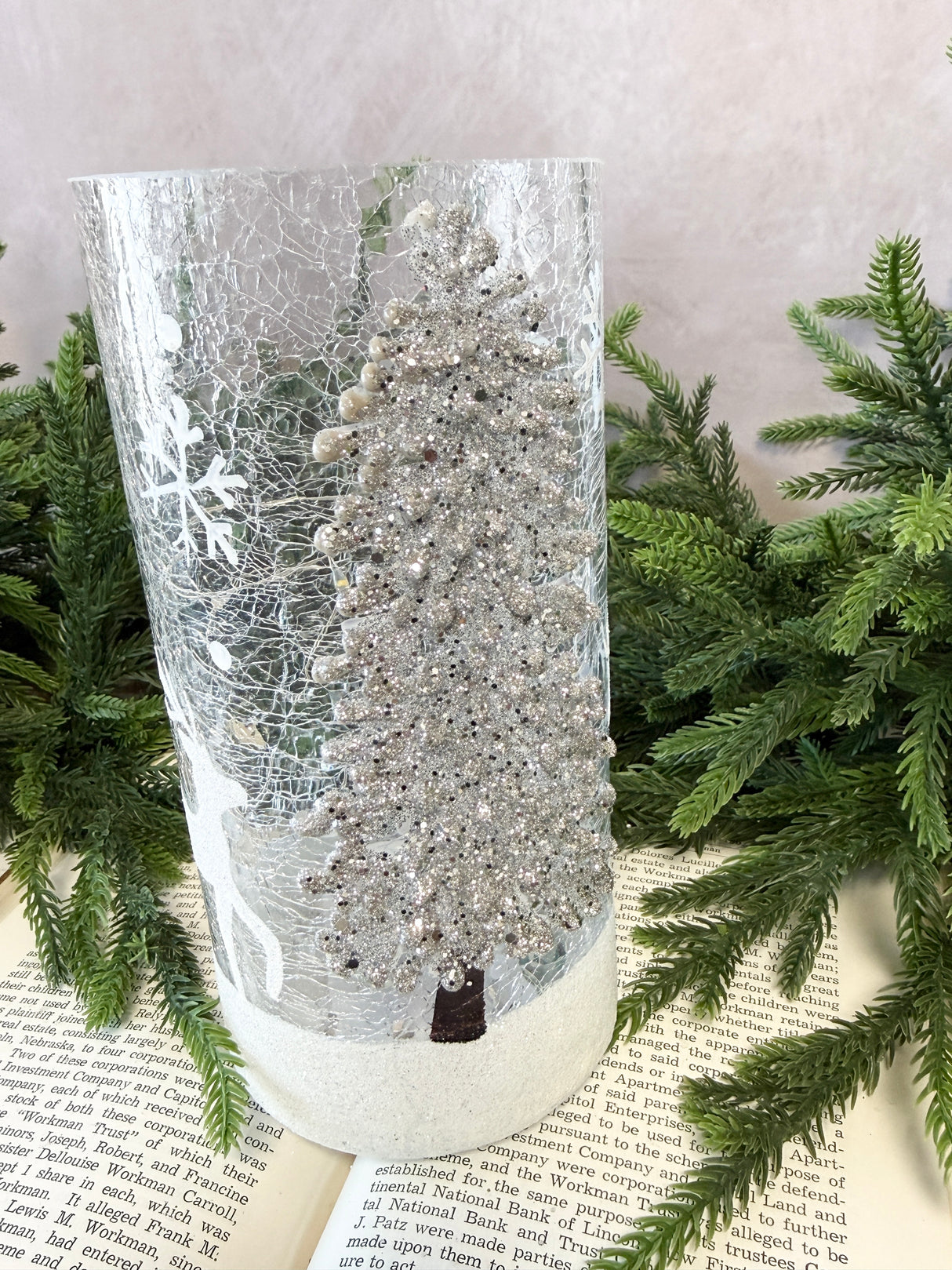 Silver Tree Lighted Pillar