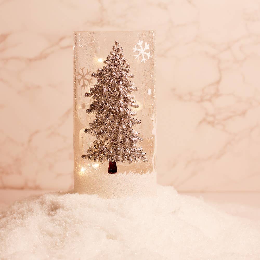 Silver Tree Lighted Pillar