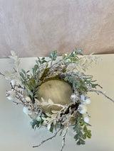 Sage Green and Snowberry Candle Ring