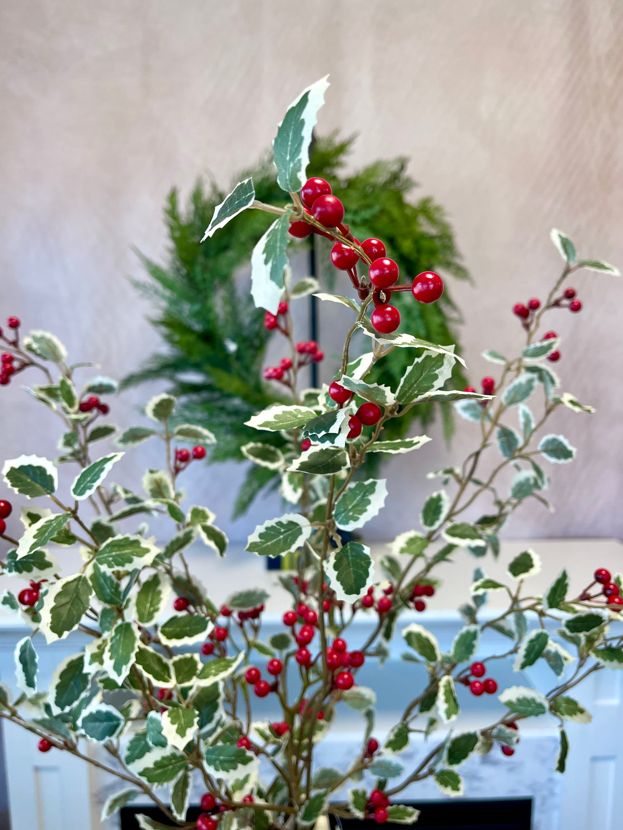 Nice List Variegated Holly Spray