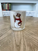 Glass Snowman Candleholder