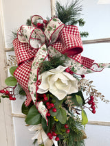 34" Magnolia Christmas Grace Teardrop Swag