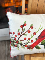 Chenille Cardinal Lumbar Pillow
