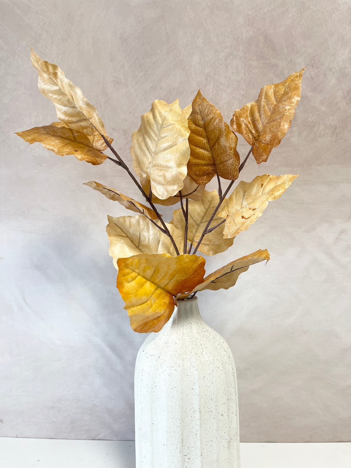 Brown Leather Leaf Spray