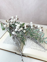 White Glitter Nandina Berry Stem