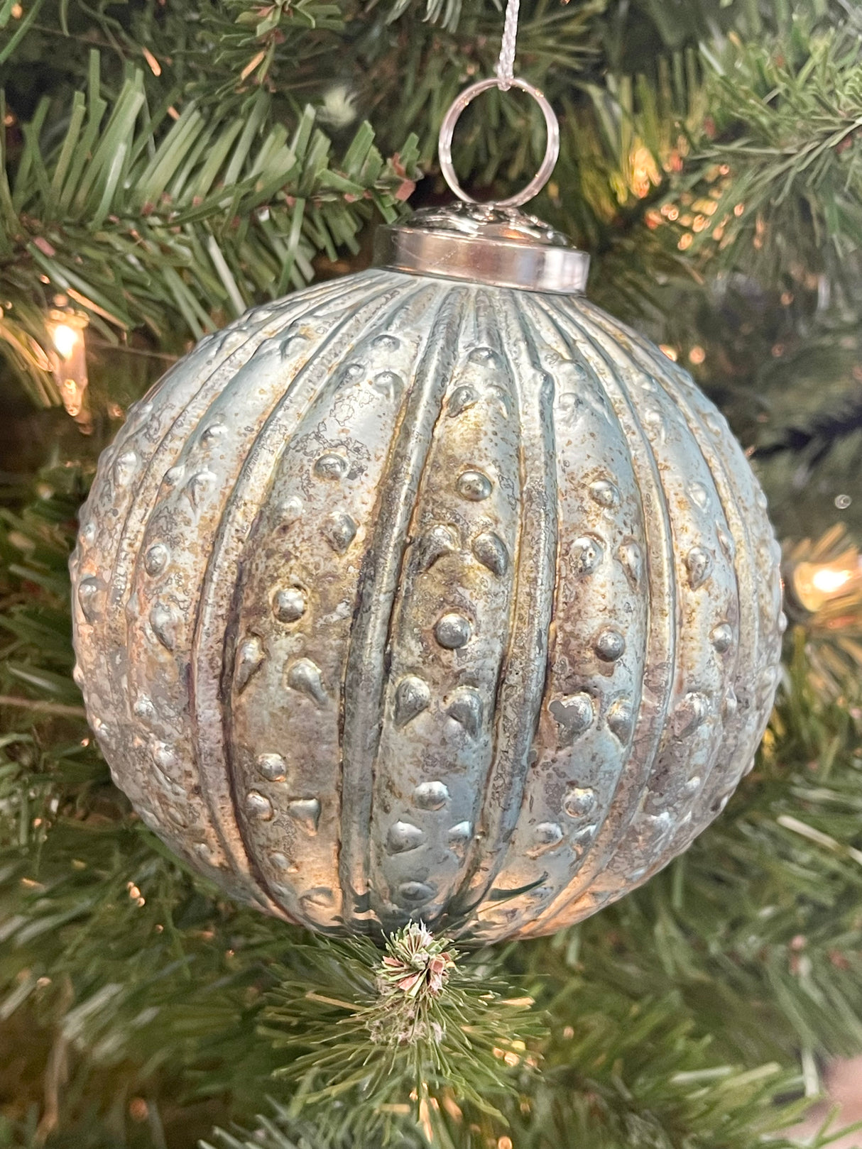 Antiqued Seafoam Glass Ornament