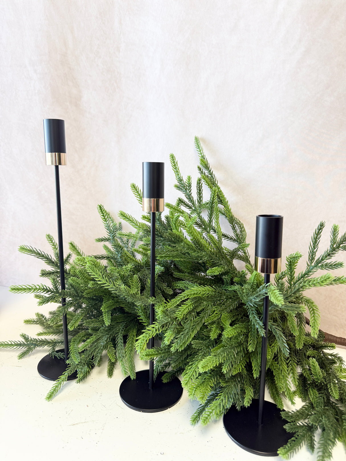 Black Modern Taper Candleholder Set