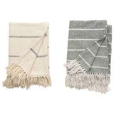 Striped Throw with Fringe - 2 Colors