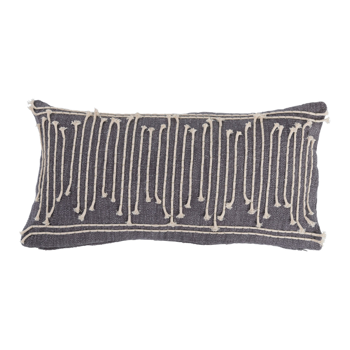 Rope & Metallic Embroidery Lumbar Pillow