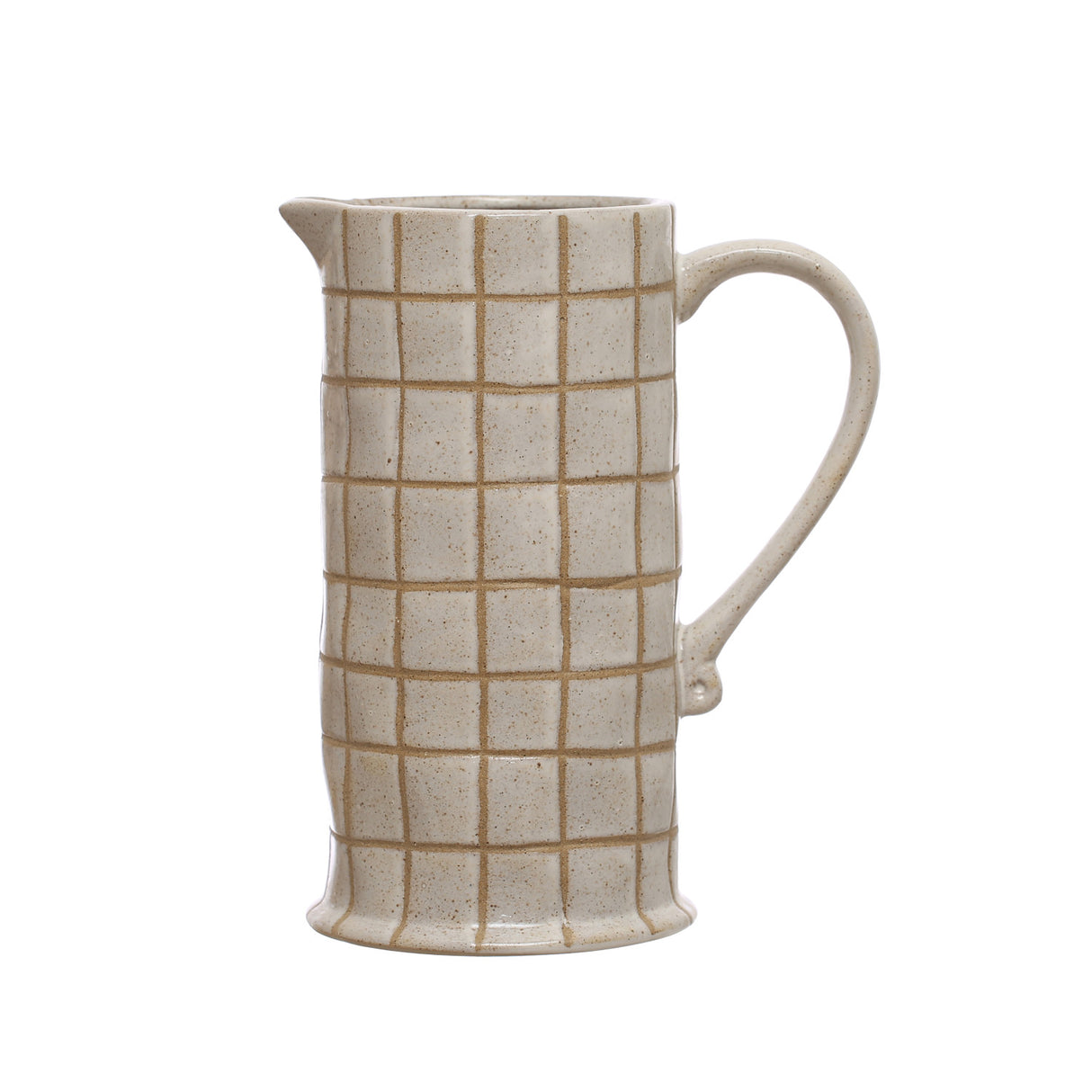 Stoneware Grid Pitcher