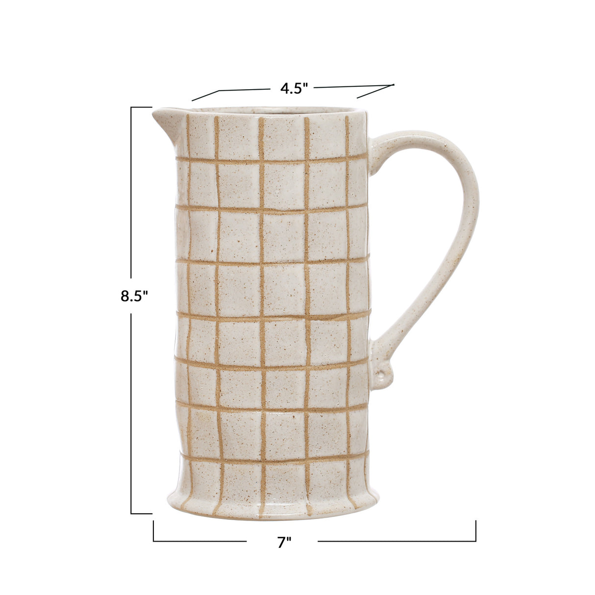 Stoneware Grid Pitcher