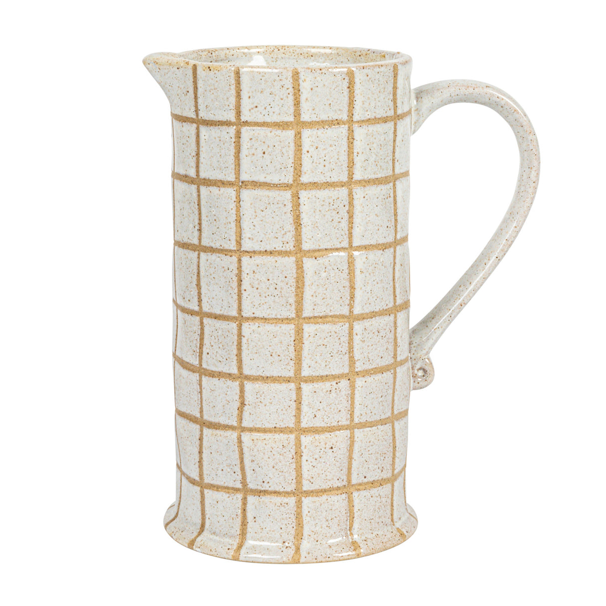 Stoneware Grid Pitcher