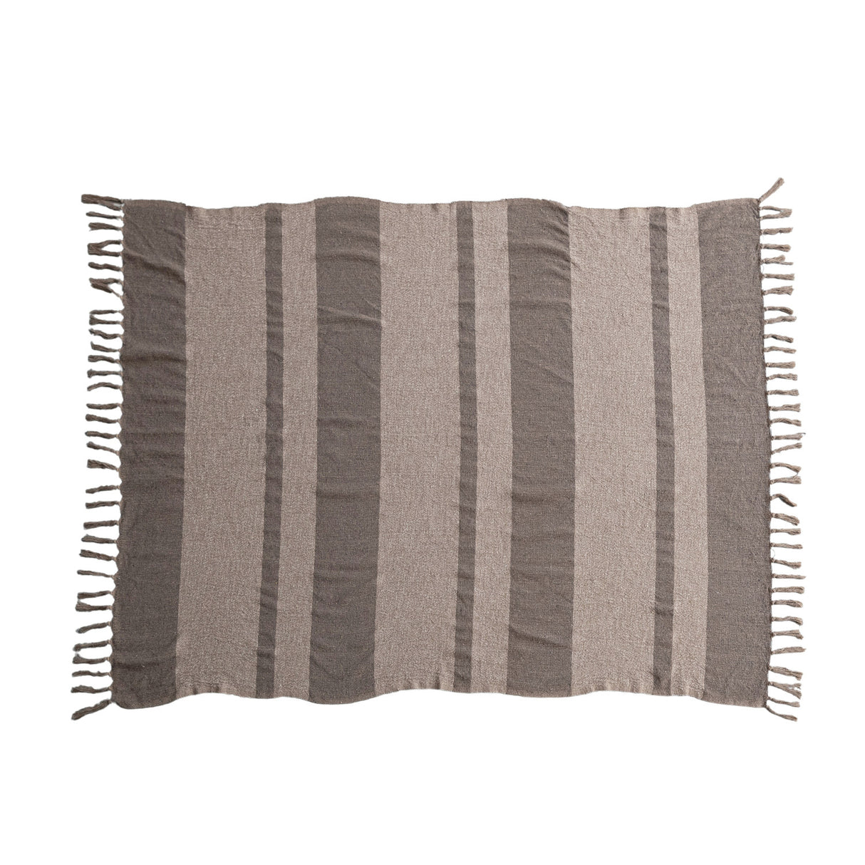 Brown Striped Throw w/ Fringe