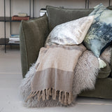 Brown Striped Throw w/ Fringe