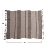 Brown Striped Throw w/ Fringe