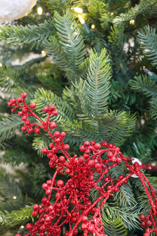 Red Christmas Spray, Christmas Leaves Spray, Christmas Floral Stem,  Christmas Tree Spray, Picks and Stems, Metallic Red