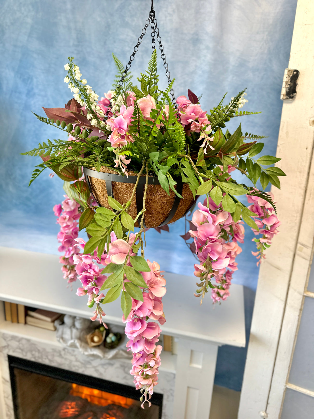 27" Pretty In Pink Hanging Basket