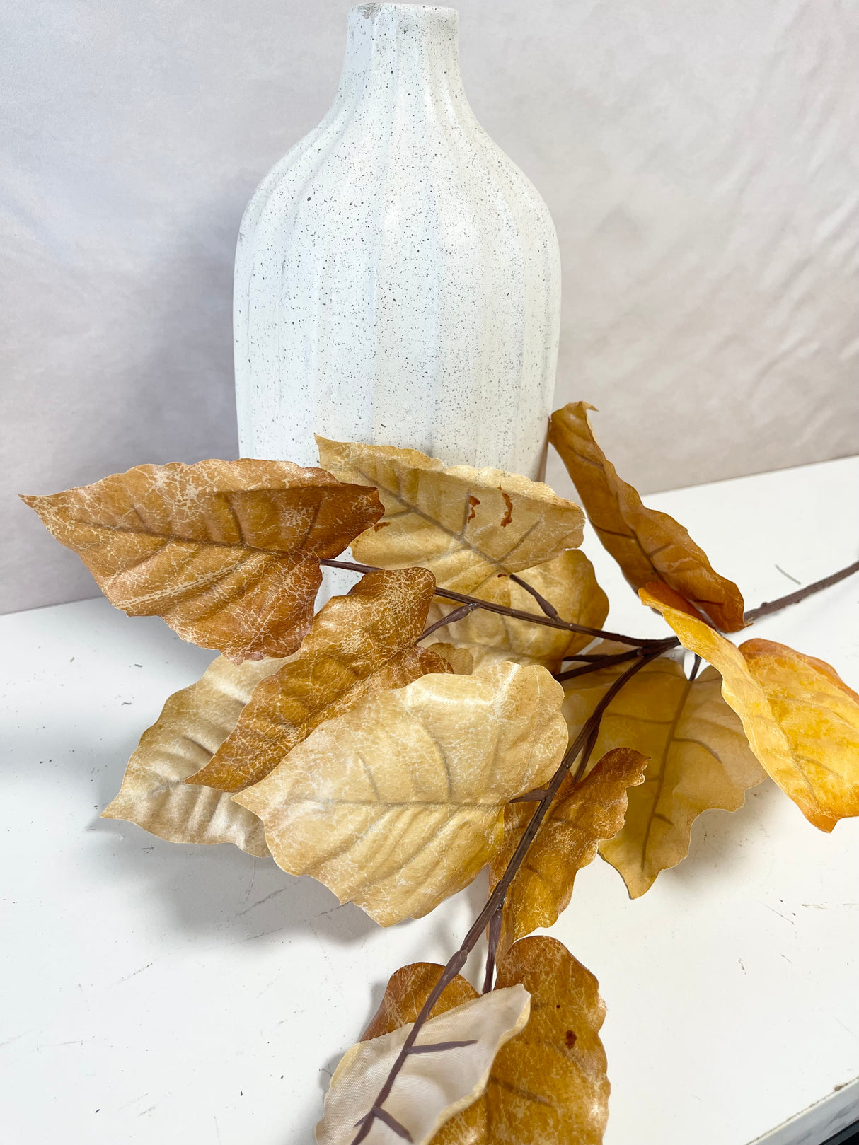 Brown Leather Leaf Spray