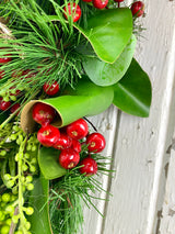 34" Magnolia Christmas Grace Teardrop Swag